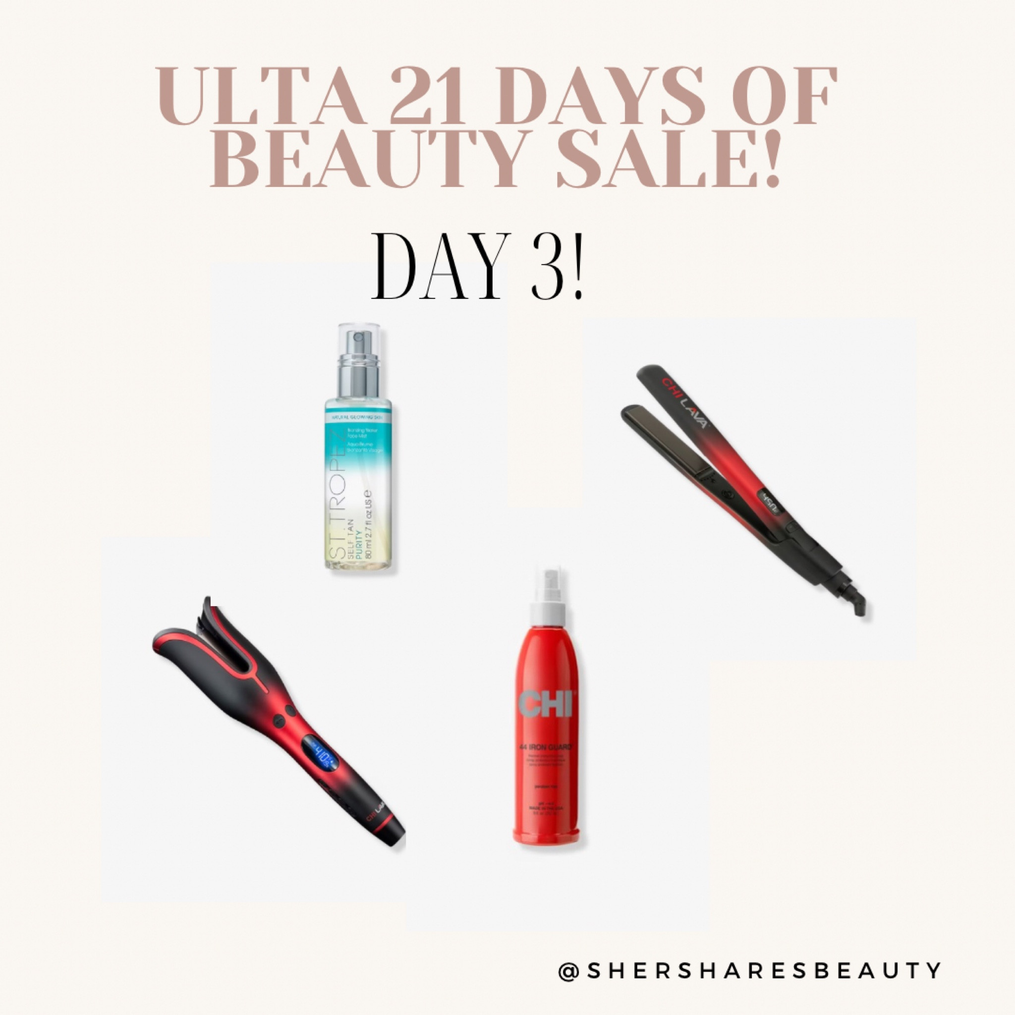 Ulta 21 Days of Beauty Sale! Day 3 features some styling tools and products from Chi as well as St Tropez! 

#LTKsalealert #LTKbeauty