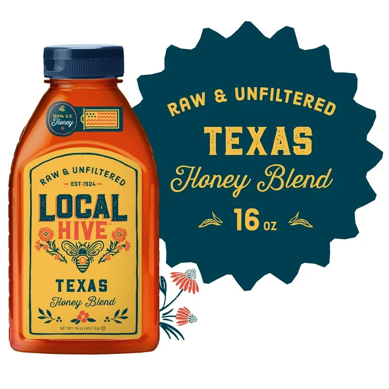 Local Hive, Raw & Unfiltered, 100% U.S. Texas Honey Blend, 16 oz Bottle | Walmart (US)