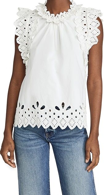 Hazel Eyelet Flutter Sleeve Top | Shopbop