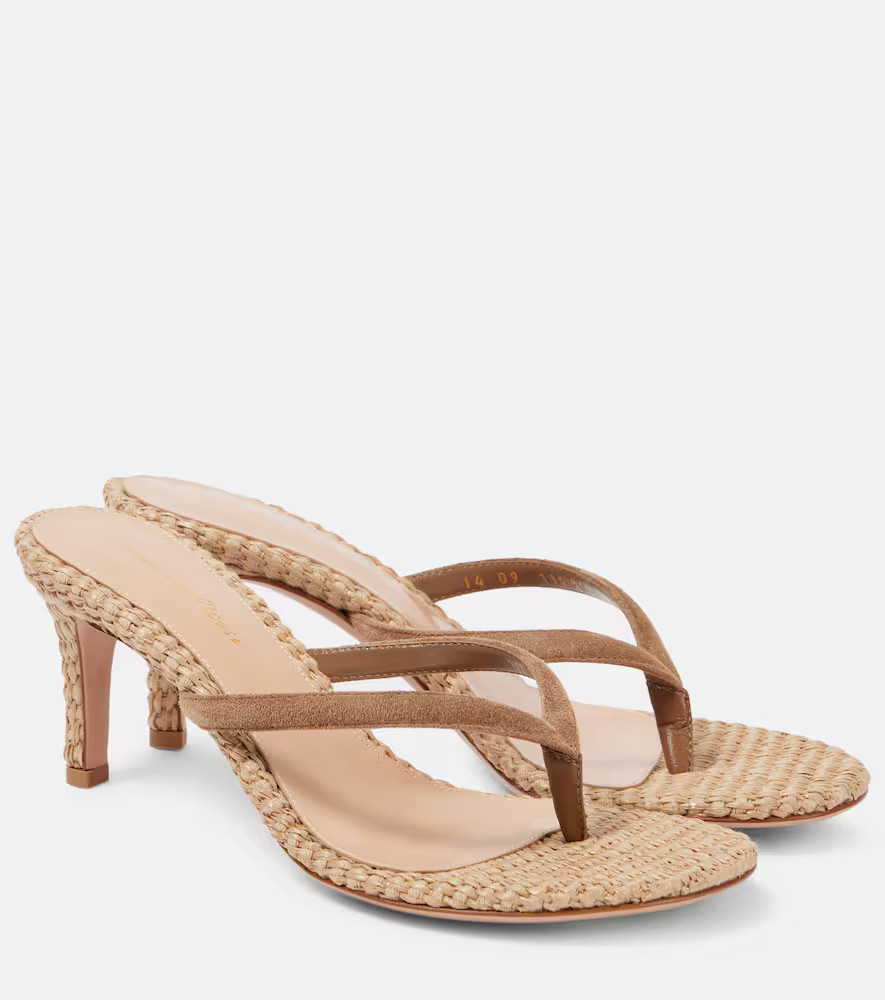 Gianvito Rossi Sandalias Calypso de rafia y ante | Mytheresa (INTL)