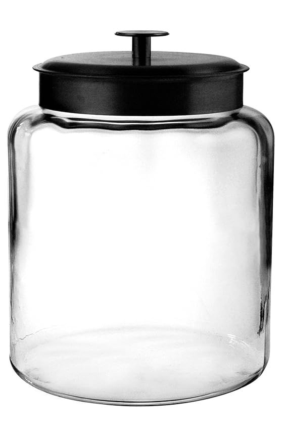 Anchor Hocking Montana Glass Jar with Fresh Sealed Lid, Black Metal, 2 Gallon | Amazon (US)