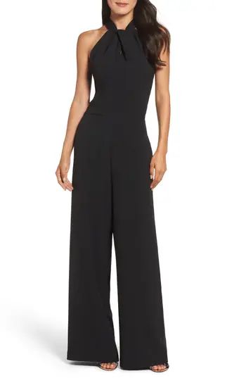 Women's Julia Jordan Halter Neck Jumpsuit, Size 2 - Black | Nordstrom