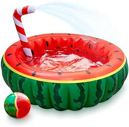 BravoStar Inflatable Watermelon Pool, Kiddie Blow Up Pool with 20” Beach Ball Splash Straw Sprinkler | Amazon (US)