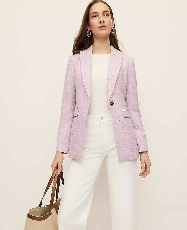 The Long One Button Blazer in Tweed | Ann Taylor