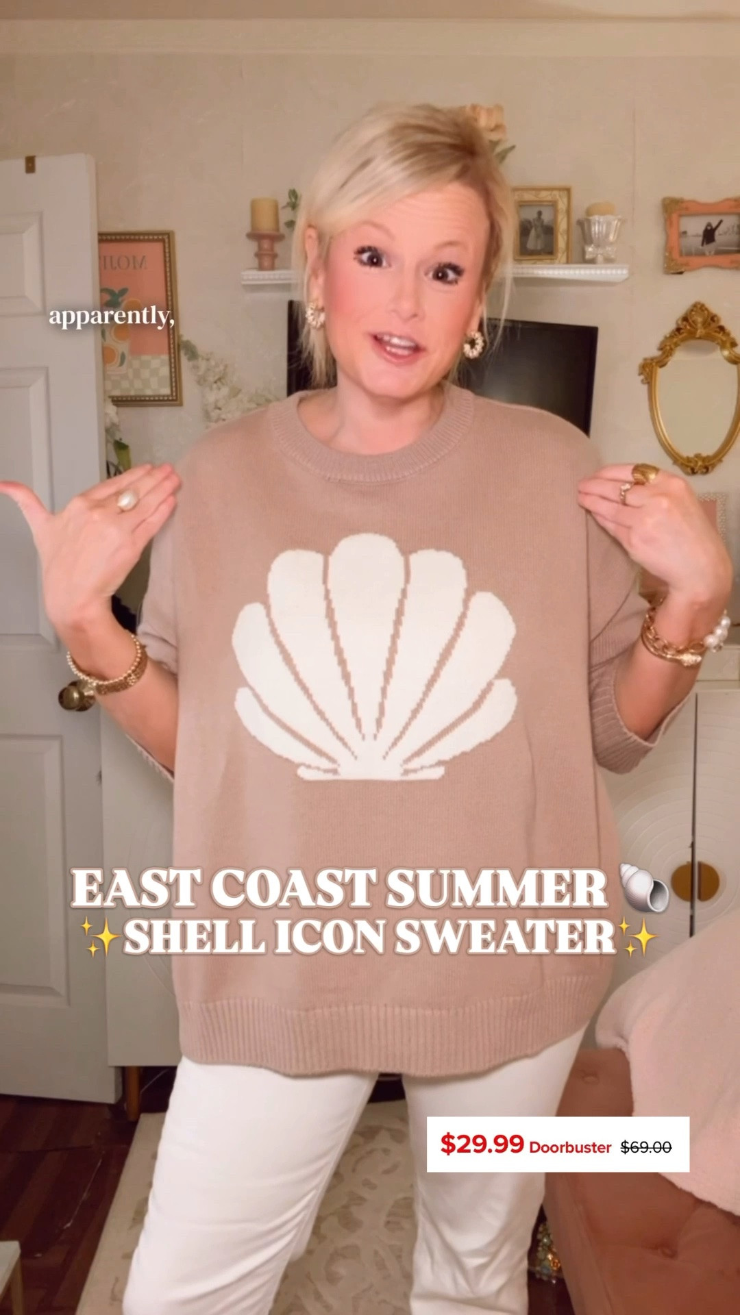 Coastal sweater, shell sweater, East Coast summer outfit

This 100% cotton shell sweater is on sale for under $30, originally $69, and it looks like the kind of coastal knit you’d find in a very expensive little beach town shop. 🐚

The neutral palette, oversized shell motif, soft cotton knit, crewneck, drop shoulder sleeves, and relaxed shape give it that easy East Coast summer look: Cape Cod weekend, Nantucket packing list, cool beach nights, lake house mornings, vacation dinners, and white denim all summer.

I sized up to a large for a cozy fit. The quality is very good in my opinion, especially for the sale price. It feels substantial enough to hold its shape but still breathable enough for summer layering.

Style it with white jeans, linen pants, denim shorts, straight leg jeans, raffia sandals, or tossed over your shoulders with a summer dress. It’s coastal and  very easy to wear on repeat.

There are 4 other motif options too, so if you love coastal sweaters, nautical sweaters, beach sweaters, summer knits, and preppy coastal style, this is a good sale find to check before the best sizes disappear.

If you’re searching for coastal sweater women, shell sweater women, seashell sweater, cotton sweater women, lightweight summer sweater, neutral sweater women, beach sweater, summer sweater women, East Coast summer outfit, Cape Cod outfit, Nantucket style, New England summer outfit, coastal grandmother style, preppy coastal outfit, beach vacation outfit, lake weekend outfit, vacation sweater, white jeans outfit, Belk finds, Vince Camuto sweater, designer look for less, or affordable coastal style, this under-$30 sweater is such a great find no one is talking about yet! 

#LTKFindsUnder50 #CoastalStyle #EastCoastSummer #ShellSweater #SummerSweater #PreppyStyle #JCrew #VineyardVines #VacationOutfit #BelkFinds #LookForLess #CoastalSweater

#LTKootd #LTKWorkwear #LTKSaleAlert