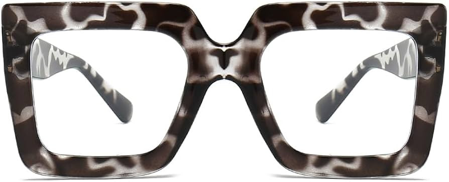 Oversized Blue Light Glasses for Women Fashion Thick Square Computer Eyewear Non-Prescription Bla... | Amazon (US)