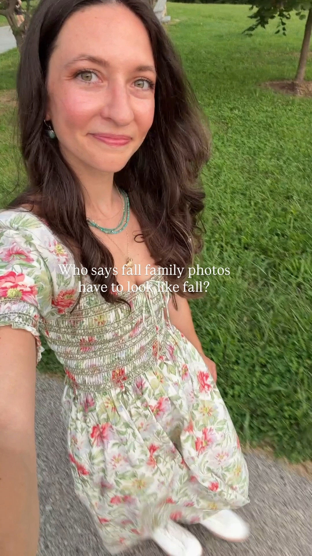 We do family photos every year & I always want everyone to look like themselves (but a little nicer 😅). Never overly coordinated, overly “fall,” or like we all showed up in the same color palette.

I went with this floral dress because I loved the color, the print, & the fact that it feels special without feeling like I’m dressed up for pictures.

My other family-photo rule (also, my rule in general when buying something for an event): if I wouldn’t wear it again, I’m probably not wearing it for photos.

Because the best family photos are the ones that still feel like us years later.

#LTKootd #LTKmomlife #LTKSeasonal