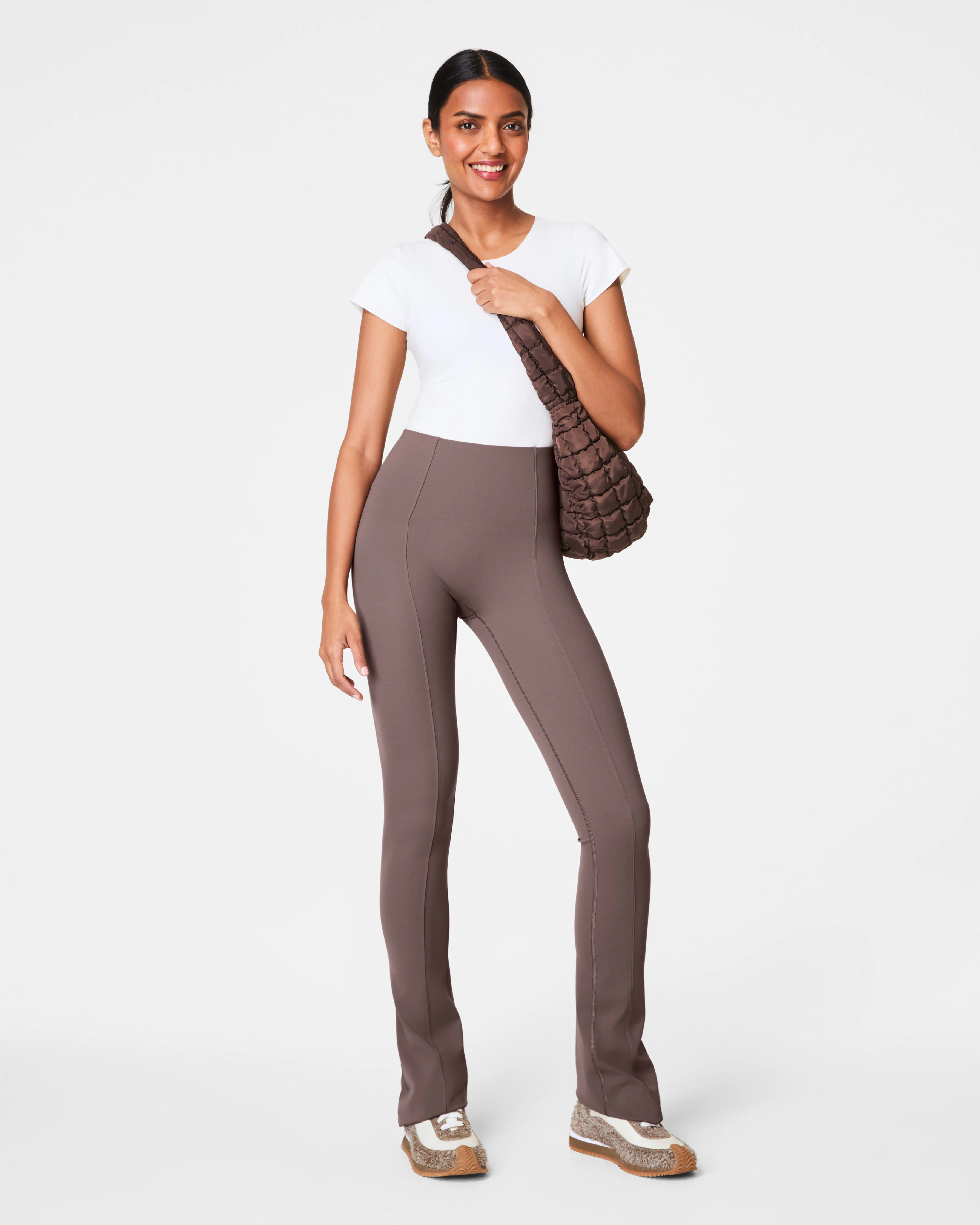 Spanx Women's SPANXshape CoreLuxe Micro Flare Pants with Mid-Tummy Compression in Smoke | Spanx