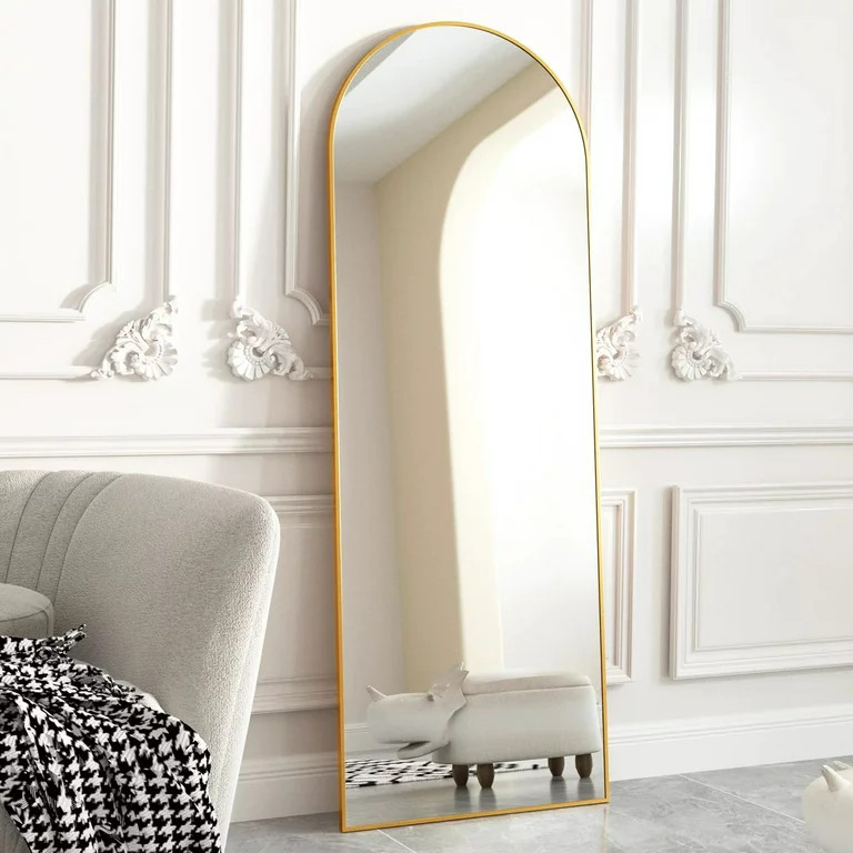 BEAUTYPEAK Arched Full Length Floor Mirror 64"x21.1" Full Body Standing Mirror,Gold | Walmart (US)