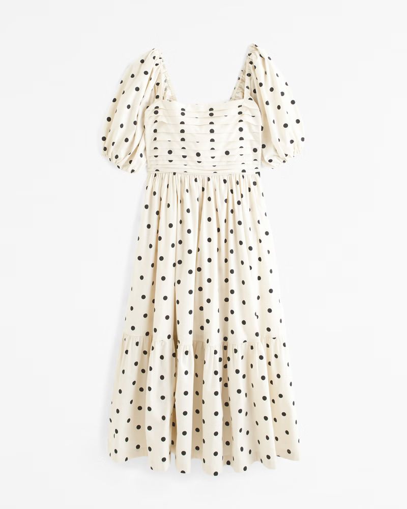 Women's The A&F Emerson Poplin Puff Sleeve Midi Dress | Women's Dresses & Jumpsuits | Abercrombie... | Abercrombie & Fitch (US)