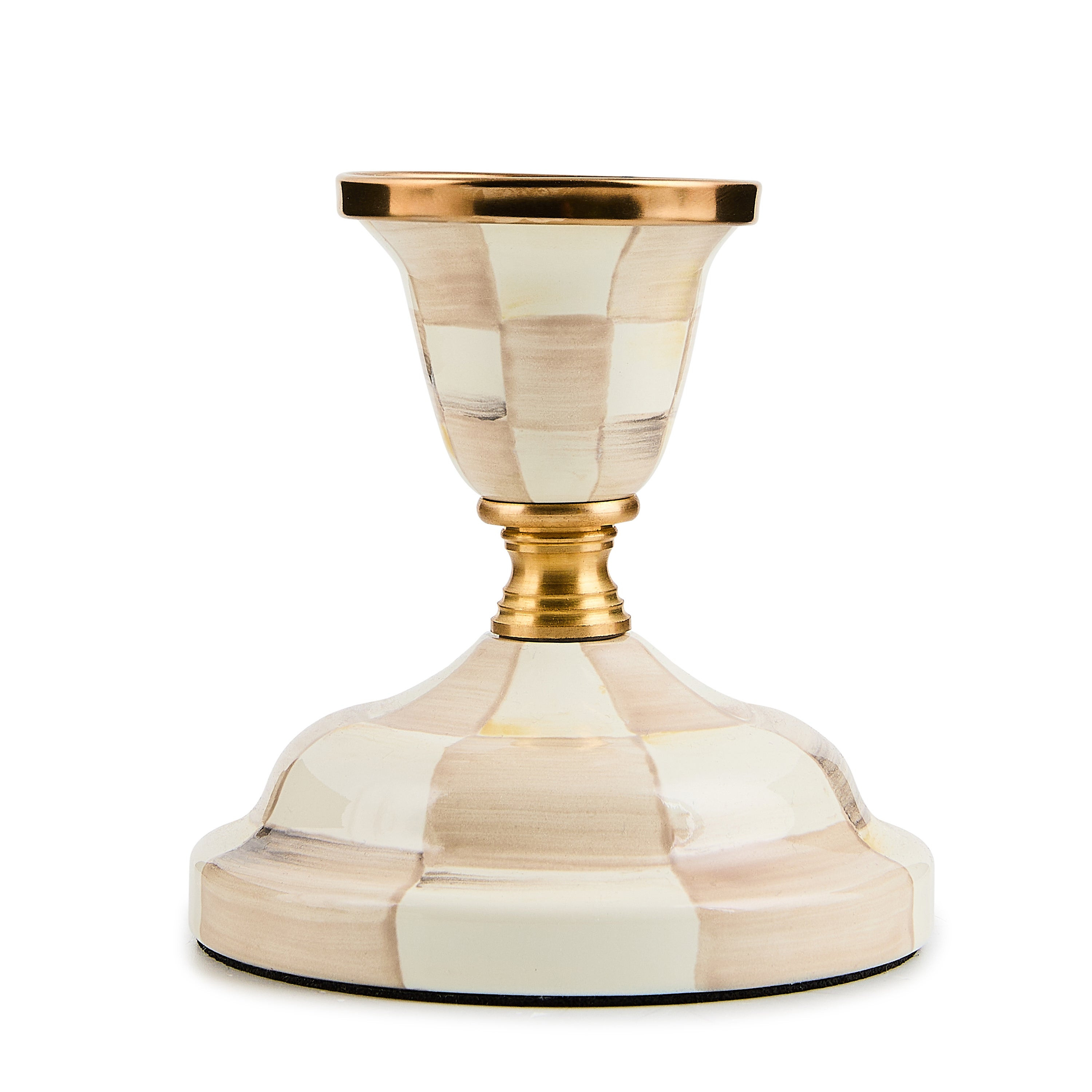 MacKenzie-Childs Mocha Check Short Candlestick | MacKenzie-Childs