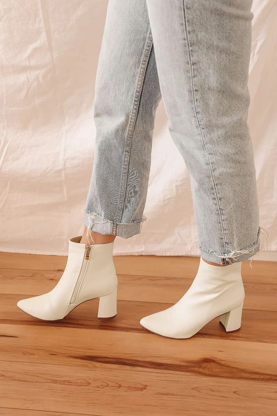 Sarai Off White Pointed-Toe Ankle Booties | Lulus (US)