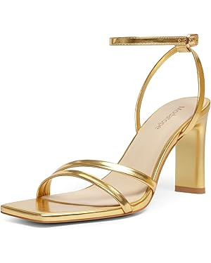 Modatope Womens Sandals Square Open Toe Chunky High Heels Strappy Ankle Strap Sandals Comfort Dre... | Amazon (US)