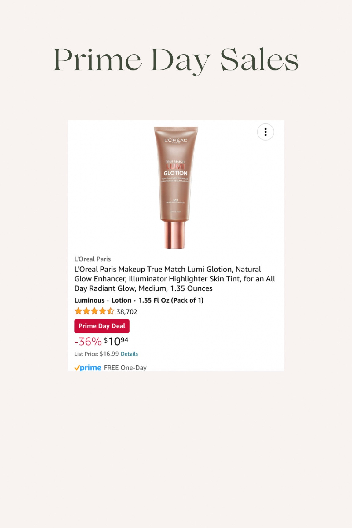 My favorite illuminating lotion is on sale for 36% off 👏🏻 #amazon #prime #primeday2024 #sale 

#LTKFindsUnder50 #LTKSaleAlert #LTKBeauty