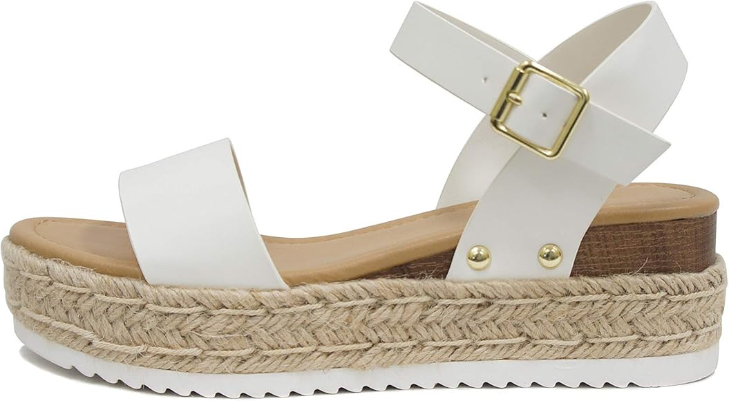Soda CLIP ~ Women Open Toe Ankle Strap Platform Espadrille Sandal | Amazon (US)