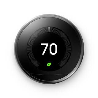 Google Nest Learning Thermostat - Smart Wi-Fi Thermostat - Mirror Black-T3018US - The Home Depot | The Home Depot