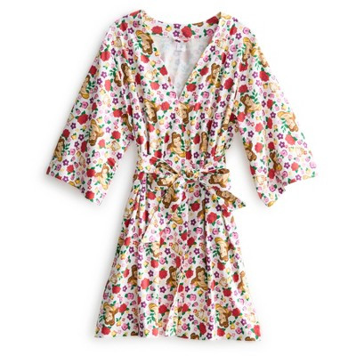 Vera Bradley Women's Disney Princesses Cotton Essential Knit Robe Belle Rose Floral White | Target