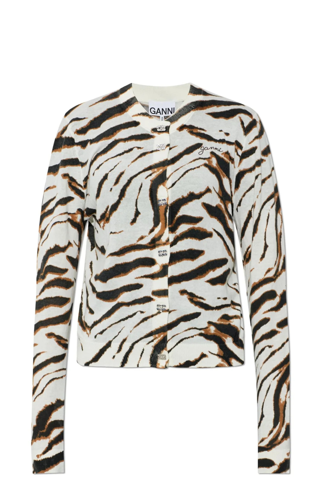 Ganni Animal Motif Knitted Cardigan | Cettire Global