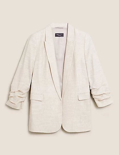 Linen Rich Ruched Sleeve Blazer | Marks & Spencer (US)