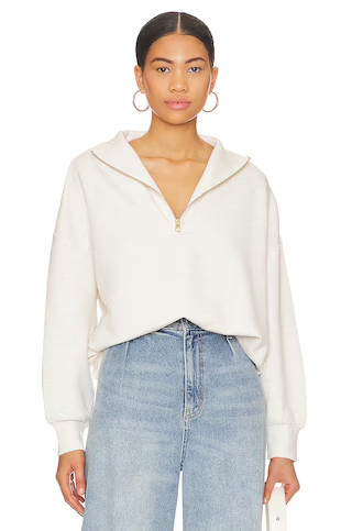 Hawley Half Zip Sweatshirt in Ivory Marl | Revolve Clothing (Global)
