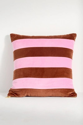 Andie Striped Cotton Velvet Pillow | Anthropologie (US)