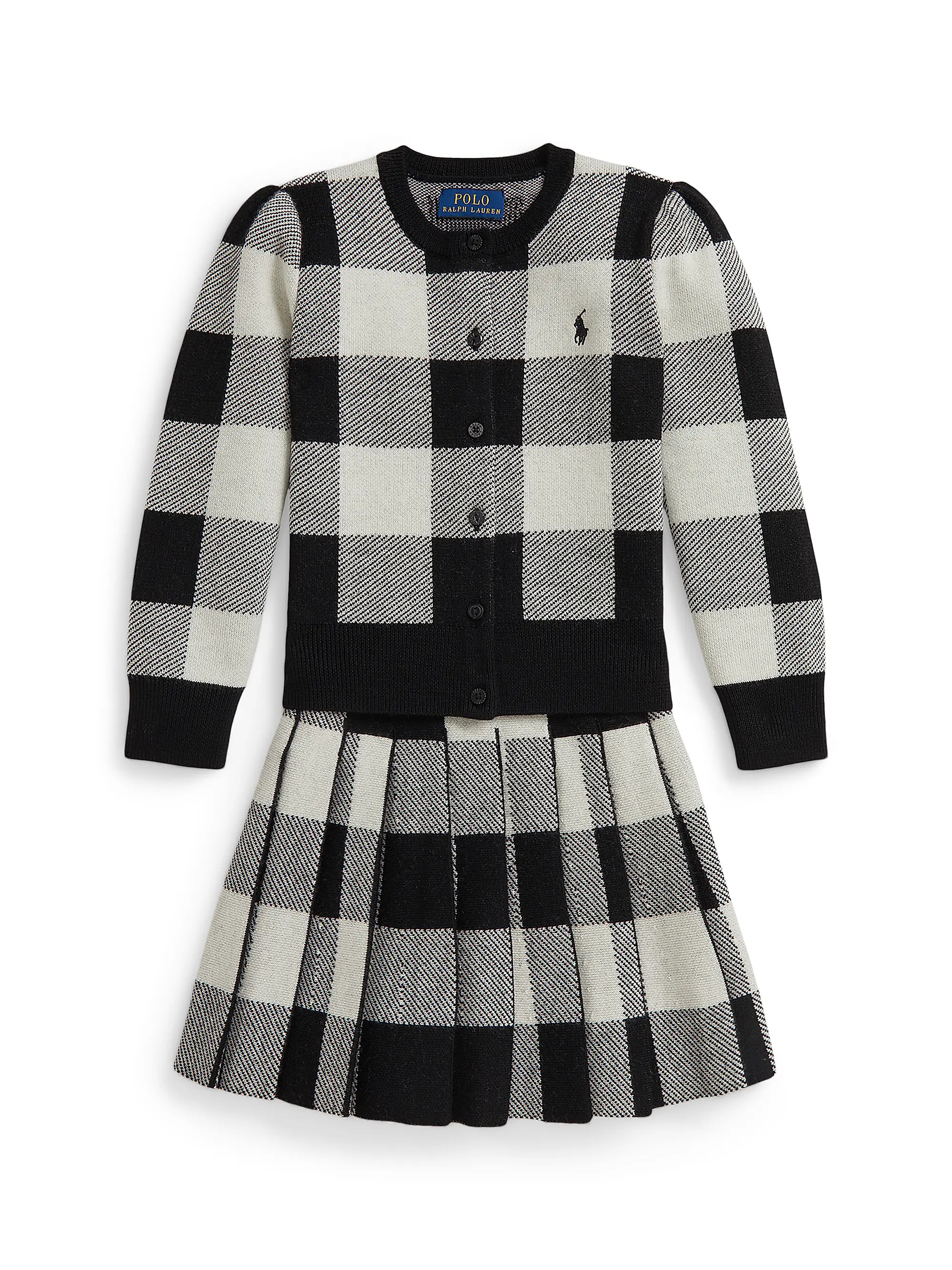 Little Girl's & Girl's 2-Piece Wool Plaid Cardigan & Skirt Set | Saks Fifth Avenue