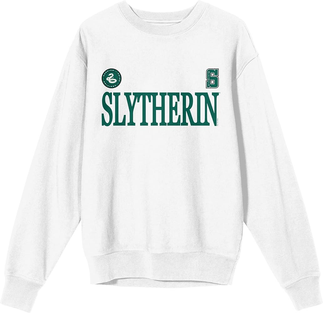 Bioworld Harry Potter Slytherin Mascot Adult White Crew Neck Long Sleeve Sweatshirt | Amazon (US)