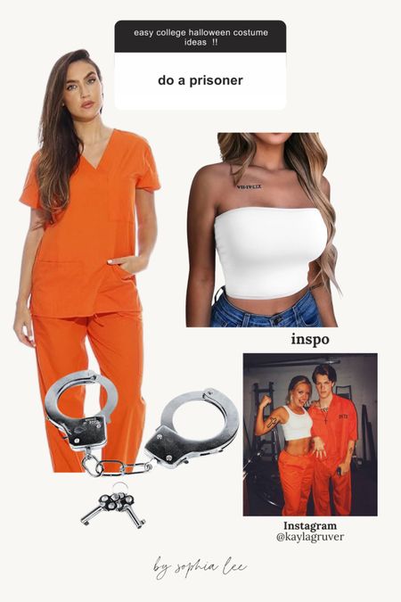 You can’t go wrong with this prisoner costume for Halloween! #cheapHalloweenCostume #EasyHalloweenCostume