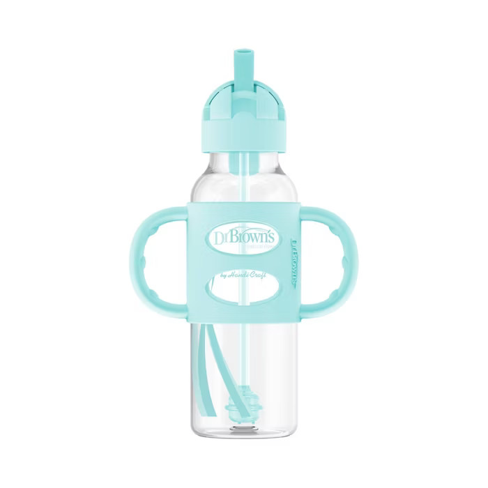 Dr. Brown's Options+ Sippy Straw Bottle with Silicone Handle – Aqua | Target
