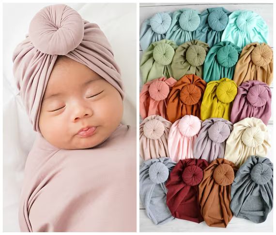 Newborn Baby Turban, Knot baby turban hat, newborn beanie, baby headwrap, newborn hat, turban hat... | Etsy (US)