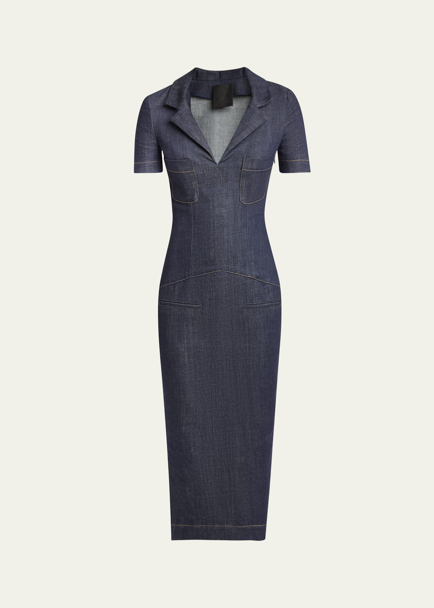 Givenchy V-Neck Denim Midi Dress | Bergdorf Goodman