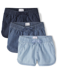 Girls Chambray Pull On Shorts 3-Pack - multi | The Children's Place
