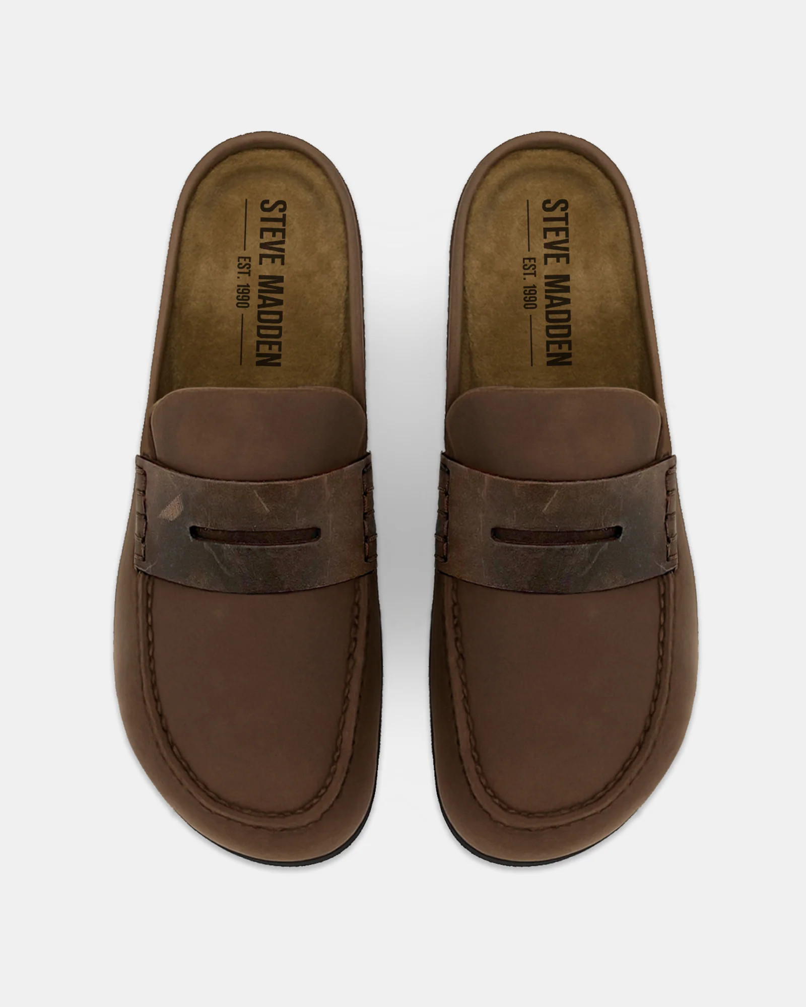 WYATT Brown Leather Slip-On Clog Men's Casual | Steve Madden (US)