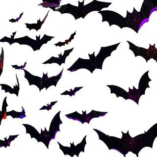 Lighted Realistic 3D Bat Stickers Assorted Size Halloween Bats Wall Decor (36-Pack), Red, Purple and Blue Bats | The Home Depot