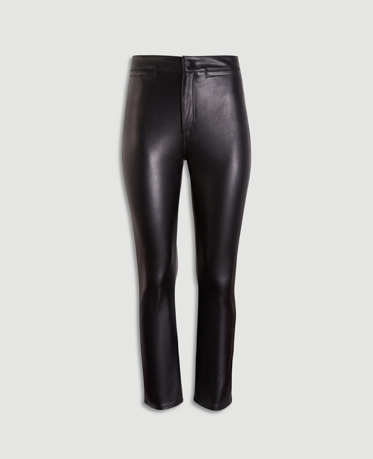 Faux Leather High Waist Kick Crop Jeans | Ann Taylor (US)