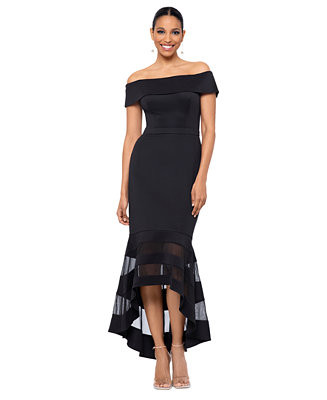 XSCAPE Women's Illusion High-Low Fit & Flare Dress - Macy's | Macy's