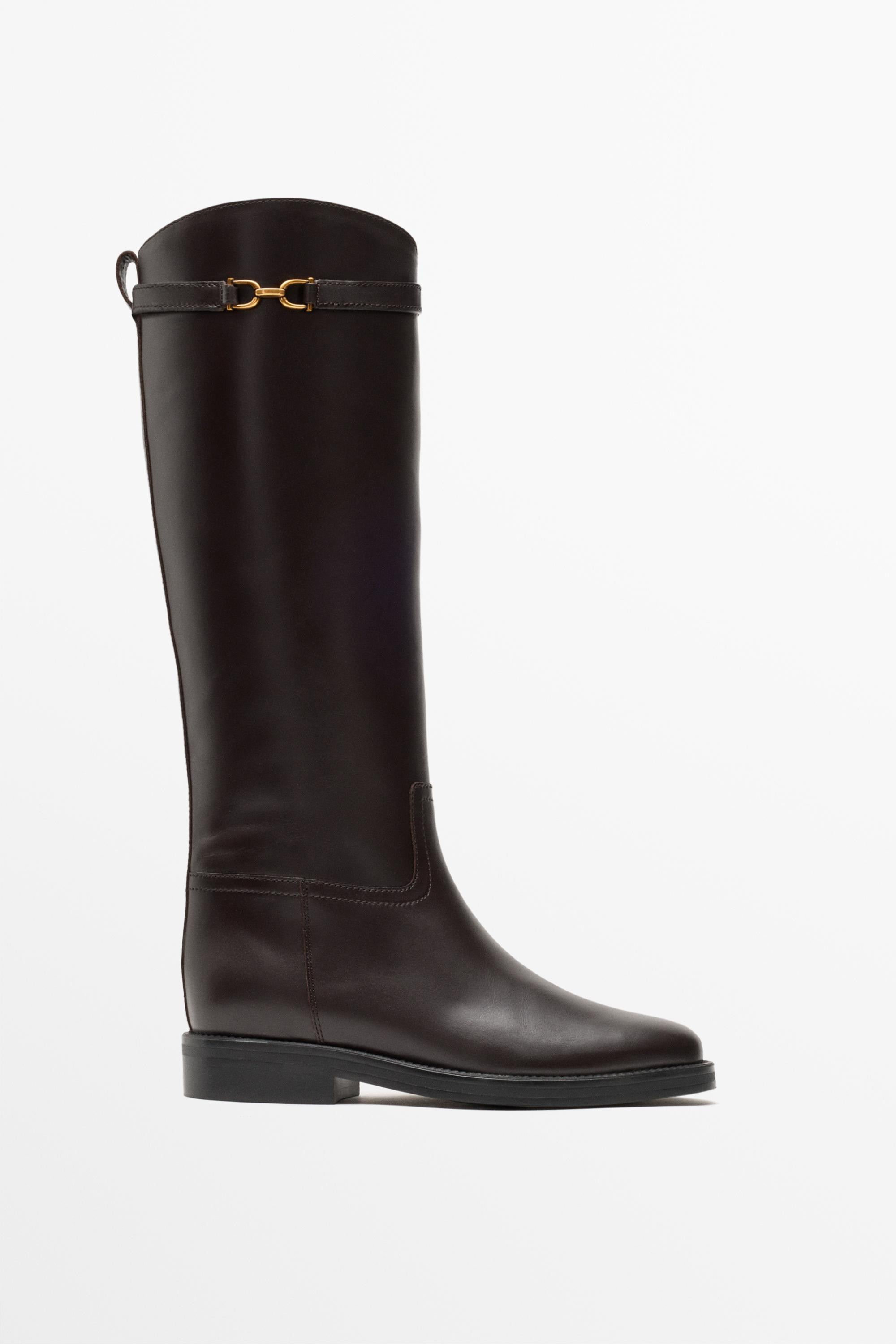 Bota hípica em pele | Massimo Dutti PT