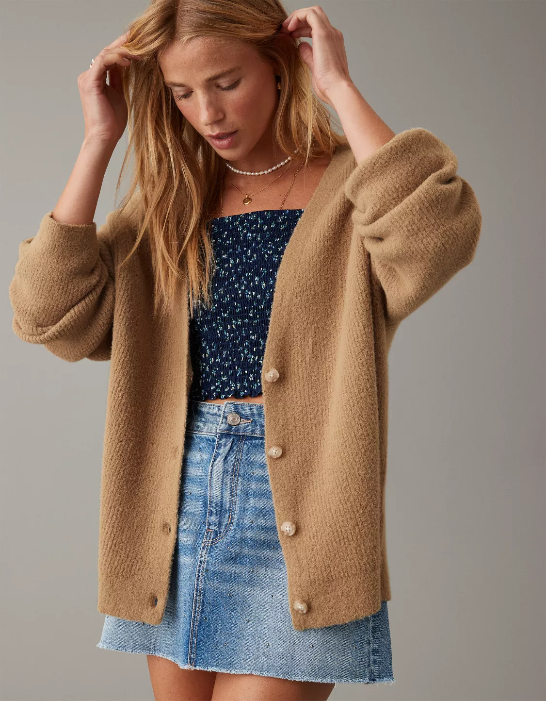 AE Oversized Button-Front Cardigan | American Eagle Outfitters (US & CA)