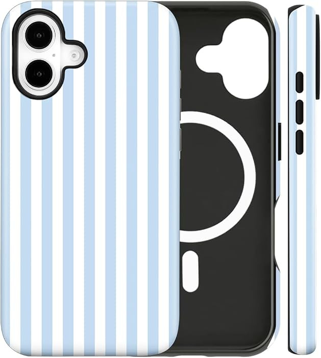 Magnetic for iPhone 16 Case Cute Stripes Phone Case, Shockproof Slim TPU and Hard PC Protective P... | Amazon (US)