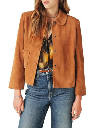 YEXPINE Women's Faux Suede Jacket Long Sleeve Snap Button Casual Outfits Open Front Turn Down Collar Outwear Jackets | Amazon (US)