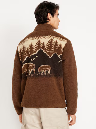 Printed Sherpa Quarter-Zip Pullover | Old Navy (US)