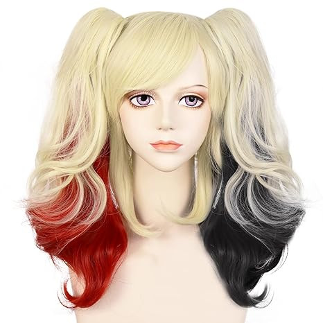 JoneTing Blonde Cosplay Wig Red Ombre Black Synthetic Wig with Ponytails for Anime Cospaly Women ... | Amazon (US)
