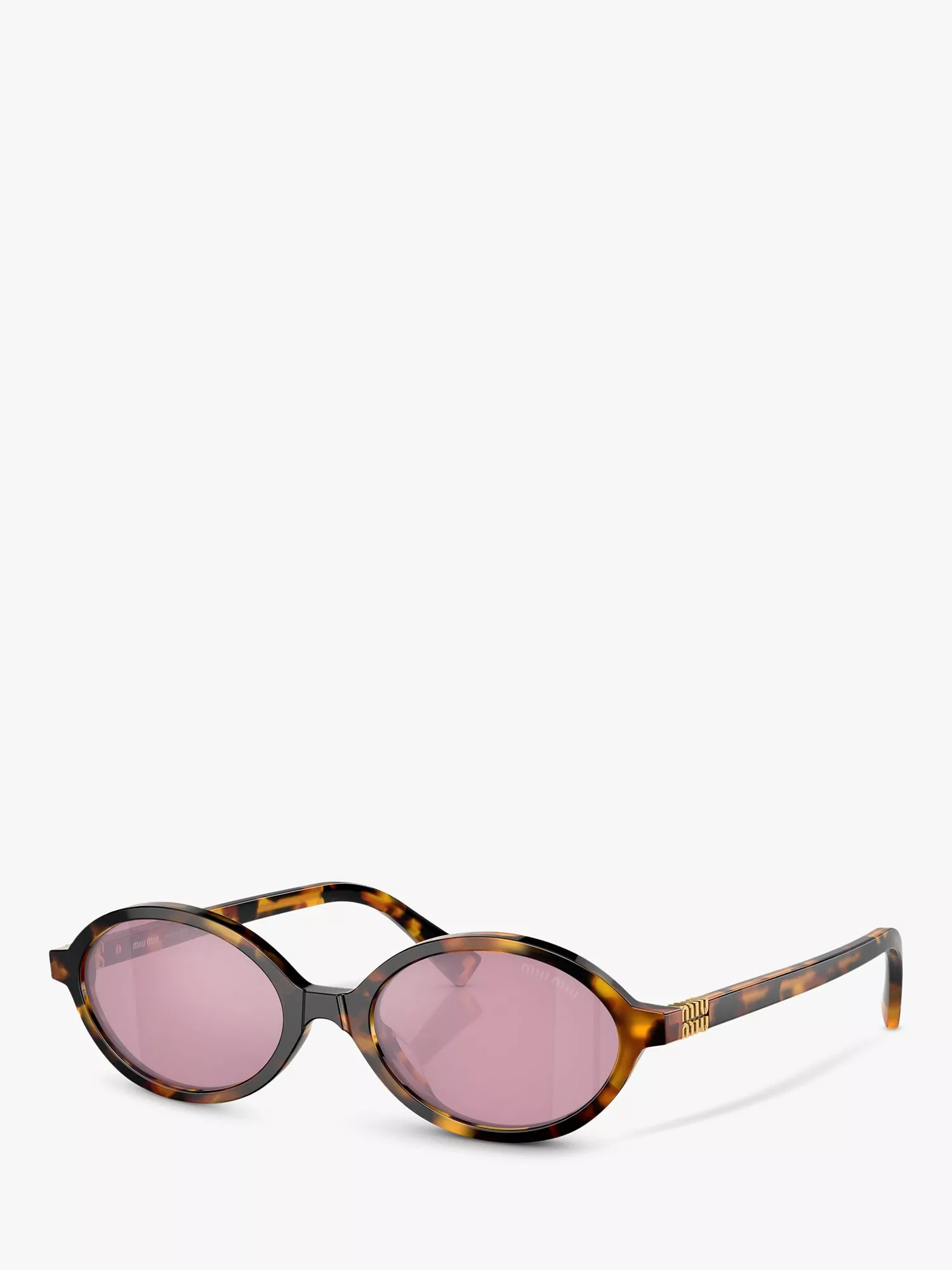 Miu Miu MU 04ZS Women's Oval Sunglasses, Honey Havana/Pink | John Lewis (UK)