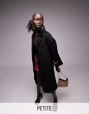 Topshop Petite smart long coat in black | ASOS (Global)