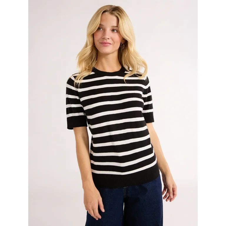 Free Assembly Women's Shrunken Sweater Tee, Sizes XS-XXL | Walmart (US)