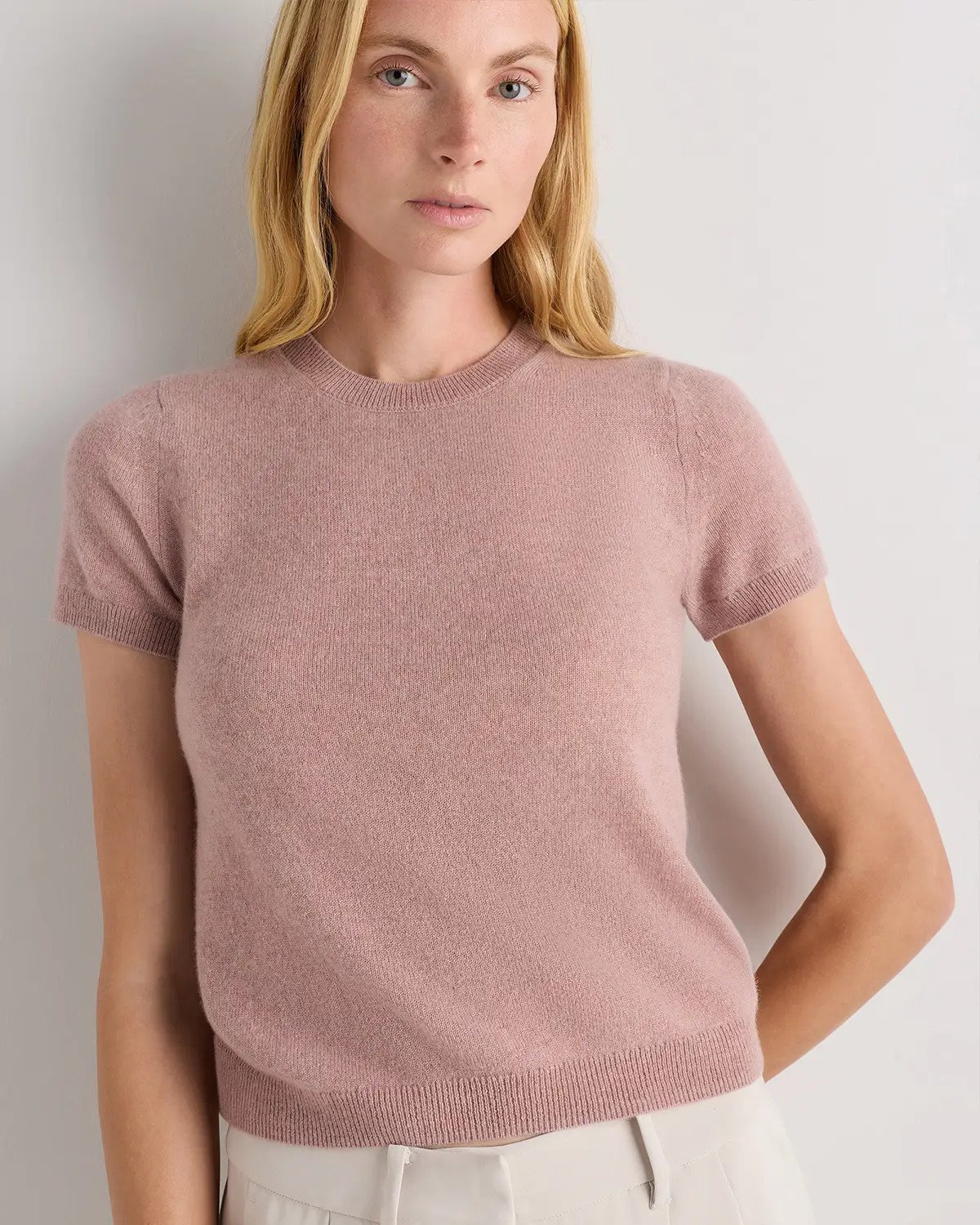 Cashmere Tee in Heather Vintage Pink | Quince