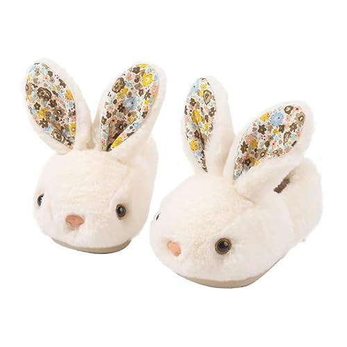 Girls Toddler Slippers Boys House Shoes for Little Kids Cute with Bunny Design Plush Indoor Slippers Non-Slip White 5-5.5 Infant | Amazon (US)