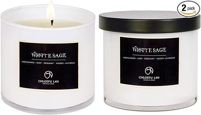 Chloefu LAN White Sage Scented Candles|Sage Candles for Cleansing House and Chakra Healing-Relaxi... | Amazon (US)