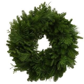 Worcester Wreath 24 in. Balsam Mixed Greens Fresh Wreath : Multiple Ship Weeks Available 24MIXED-... | The Home Depot