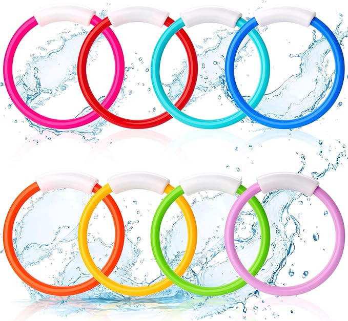 JOYIN Dive Rings Pool Toys, 8 Pcs Colorful Pool Rings for Kids, Underwater Training Swimming Divi... | Amazon (US)